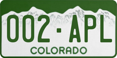 CO license plate 002APL
