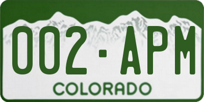 CO license plate 002APM