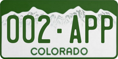 CO license plate 002APP