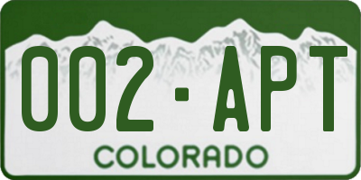 CO license plate 002APT