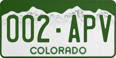 CO license plate 002APV