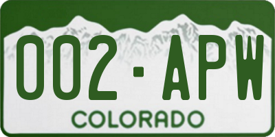 CO license plate 002APW