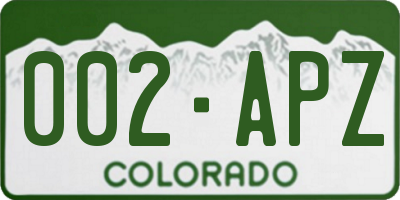 CO license plate 002APZ