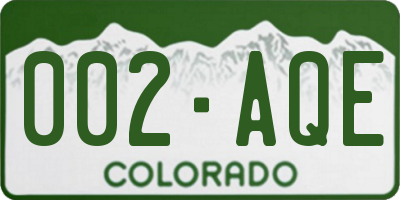 CO license plate 002AQE