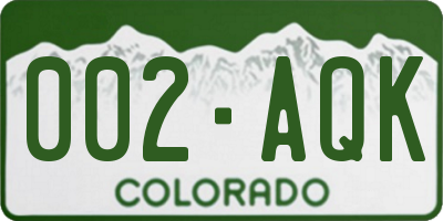 CO license plate 002AQK
