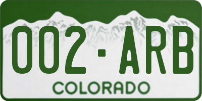 CO license plate 002ARB