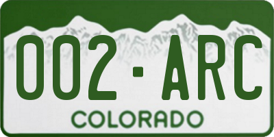 CO license plate 002ARC