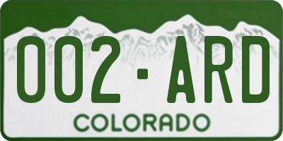CO license plate 002ARD
