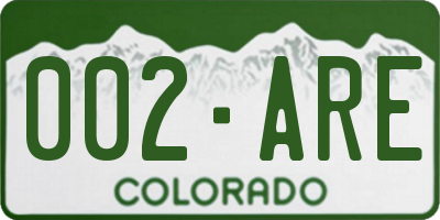 CO license plate 002ARE