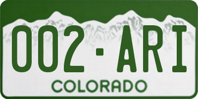 CO license plate 002ARI