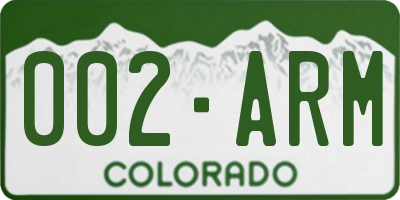 CO license plate 002ARM