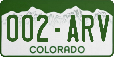 CO license plate 002ARV