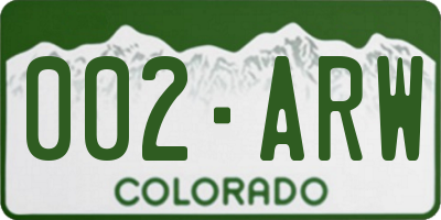 CO license plate 002ARW