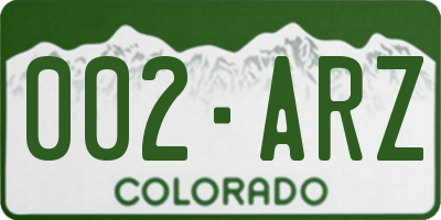 CO license plate 002ARZ