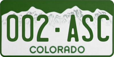 CO license plate 002ASC