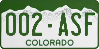 CO license plate 002ASF