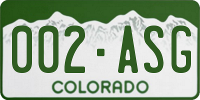 CO license plate 002ASG