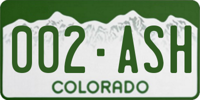 CO license plate 002ASH