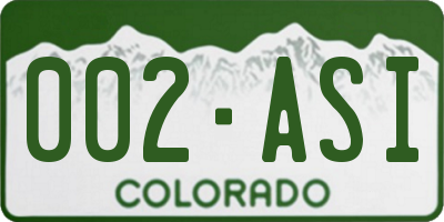CO license plate 002ASI