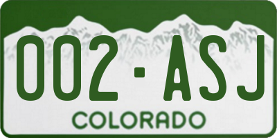 CO license plate 002ASJ