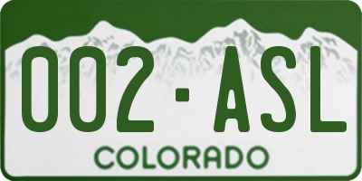 CO license plate 002ASL