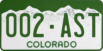 CO license plate 002AST