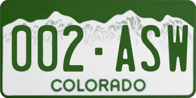 CO license plate 002ASW