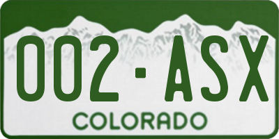 CO license plate 002ASX