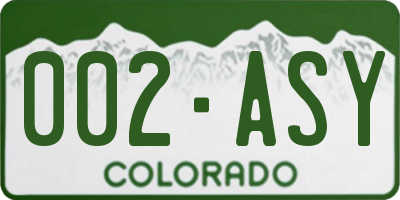 CO license plate 002ASY