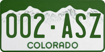 CO license plate 002ASZ