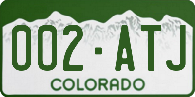CO license plate 002ATJ
