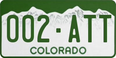 CO license plate 002ATT