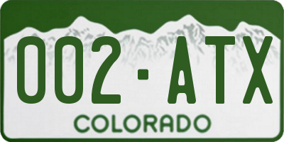 CO license plate 002ATX