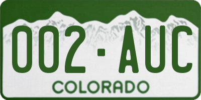 CO license plate 002AUC