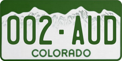 CO license plate 002AUD