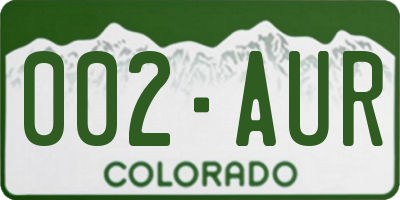 CO license plate 002AUR