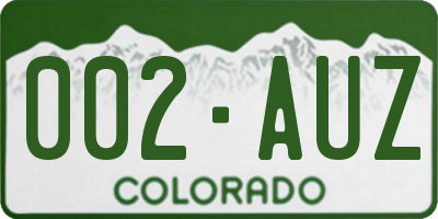 CO license plate 002AUZ