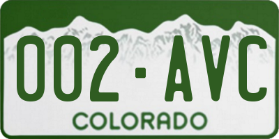CO license plate 002AVC