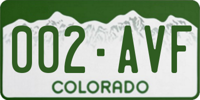 CO license plate 002AVF