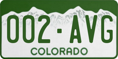 CO license plate 002AVG