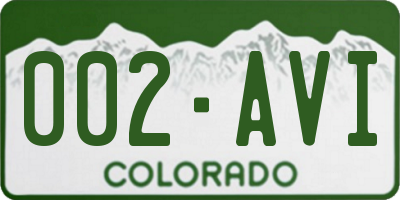 CO license plate 002AVI