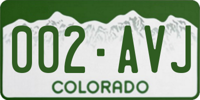 CO license plate 002AVJ