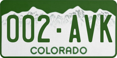 CO license plate 002AVK