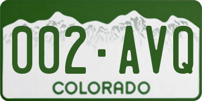 CO license plate 002AVQ