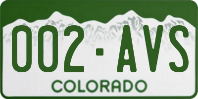 CO license plate 002AVS