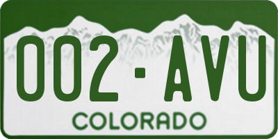 CO license plate 002AVU