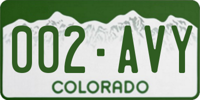 CO license plate 002AVY