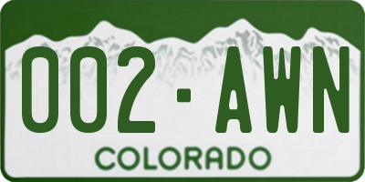 CO license plate 002AWN