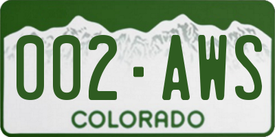 CO license plate 002AWS