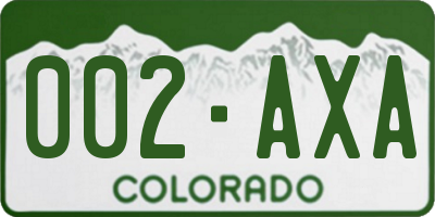 CO license plate 002AXA